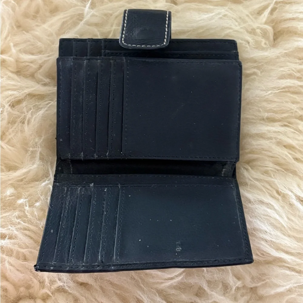 Black Leather Wallet with Stitching